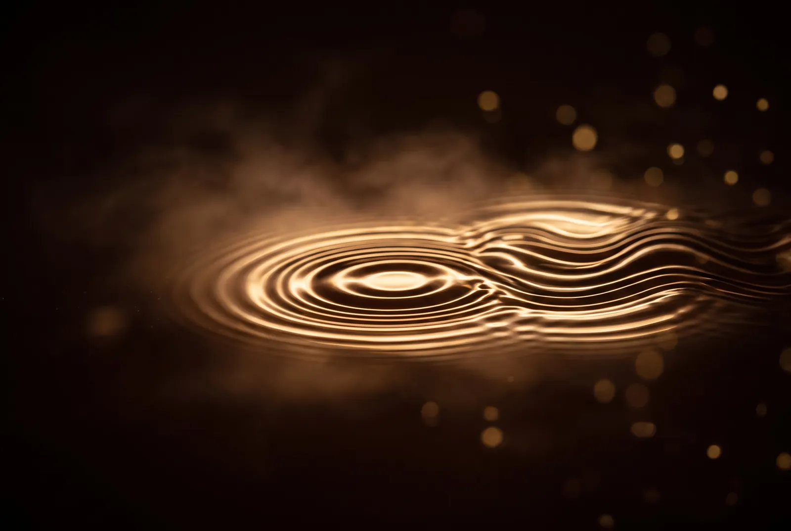 Ondas de luz se espalhando em círculos